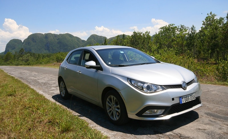 Hire car in the Vinales Valley, Cuba.