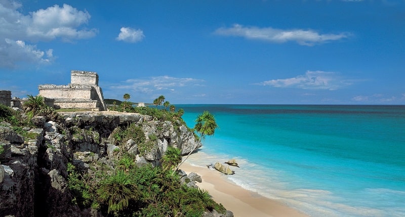 Mayan ruins overlooking the Caribbean Mundo Maya holidays luxury private tours travel