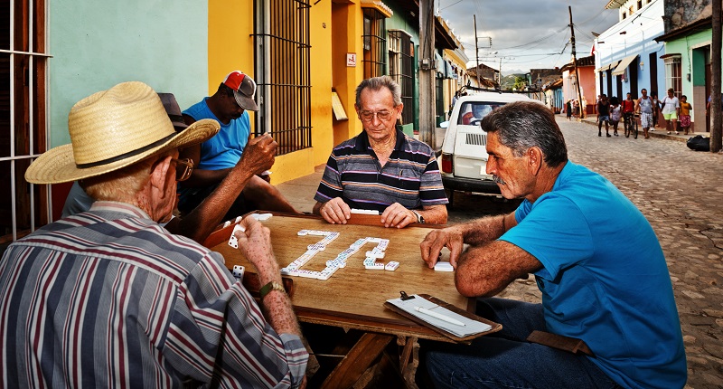Men playing dominoes in Trinidad street