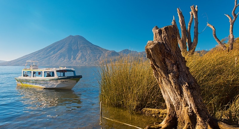 A boat on Lake Atitlan in Guatemala