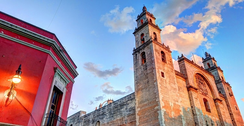 Colonial era buildings in the centre of Merida, Yucatan