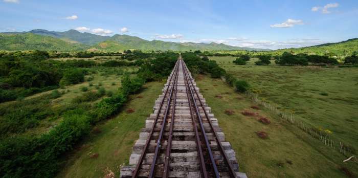 Railway track crossing the Cuba countryside