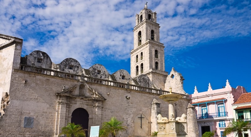 Colonial era church in Plaza San Francisco in Havana