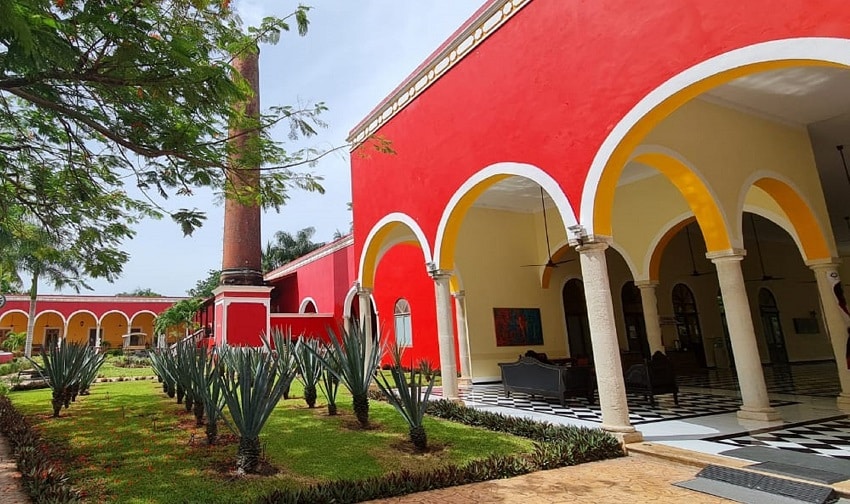 Hacienda lobby and garden