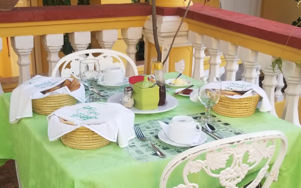 Typical breakfast at a casa particular in Cuba