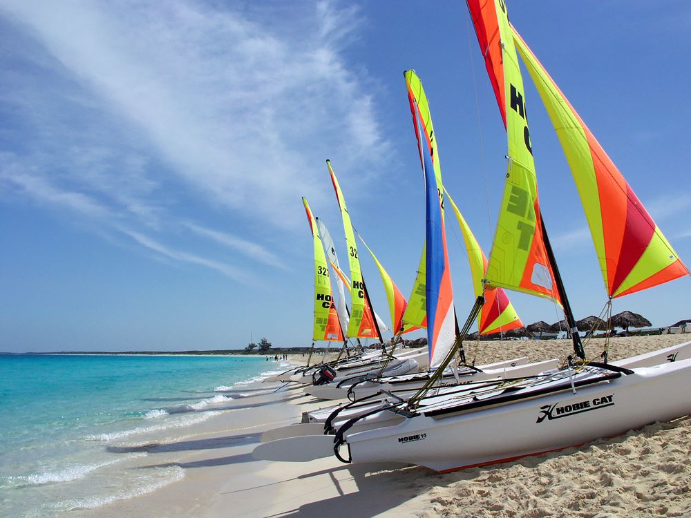 Catamarans on Cayo Santa Maria beach