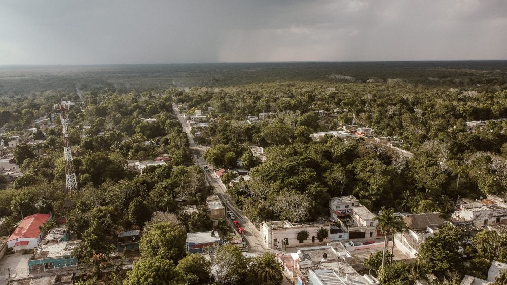 Aerial View Mexico Town