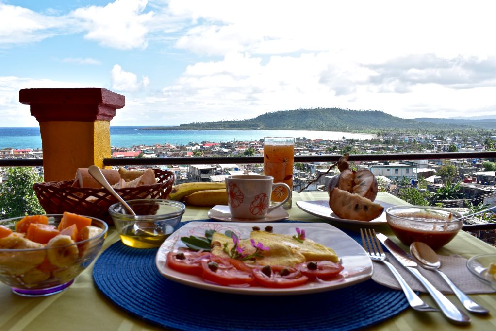 Breakfast at Villa Paradiso overlooking Baracoa town
